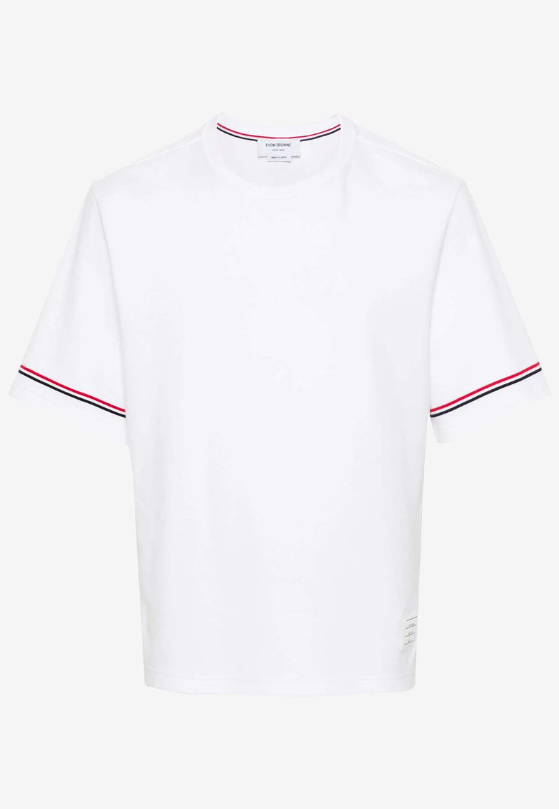 Thom Browne Crewneck T-shirt with Signature-Stripe White MJS282AJ0199_100