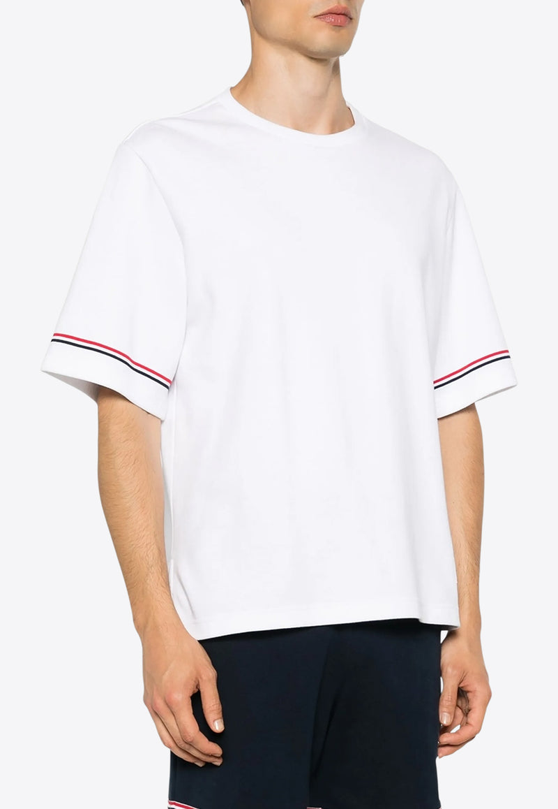 Thom Browne Crewneck T-shirt with Signature-Stripe White MJS282AJ0199_100