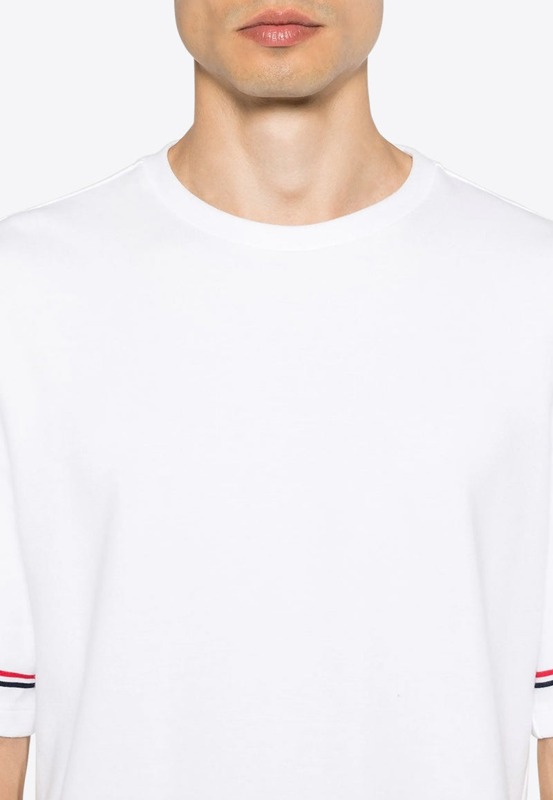 Thom Browne Crewneck T-shirt with Signature-Stripe White MJS282AJ0199_100