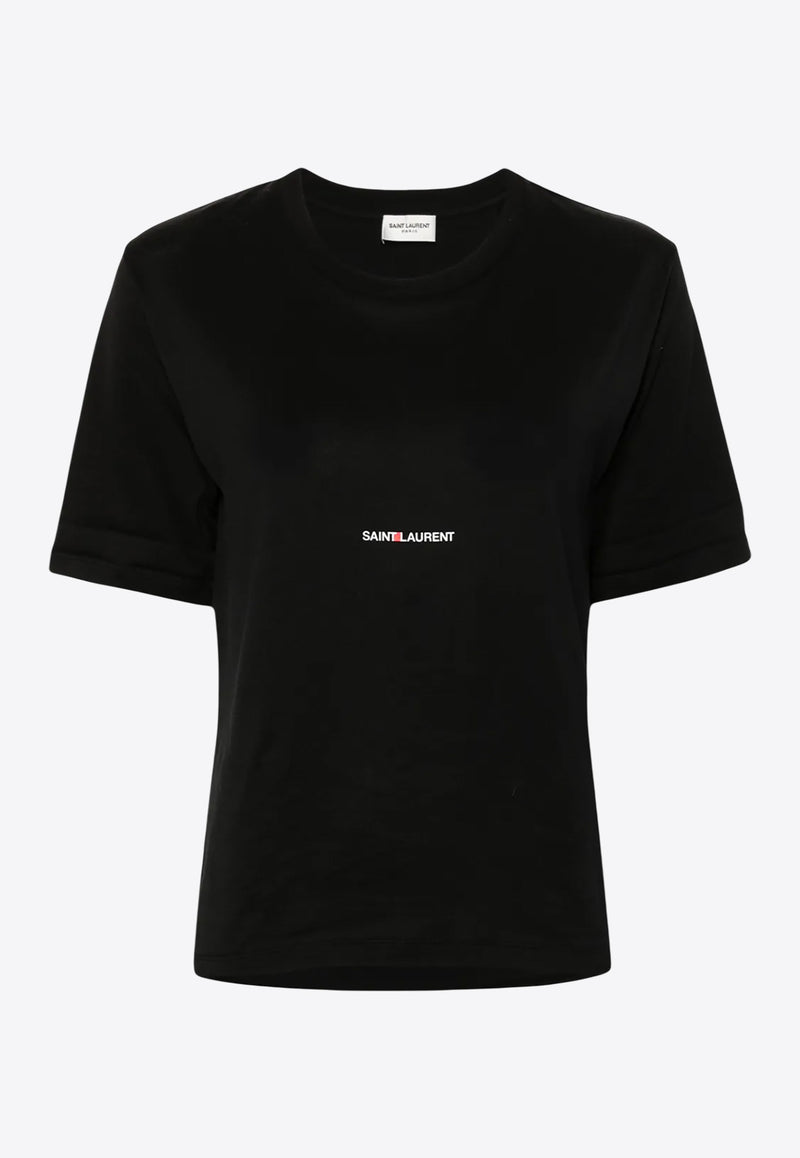 Saint Laurent Logo Print Crewneck T-shirt Black 460876YB2DQ_1000