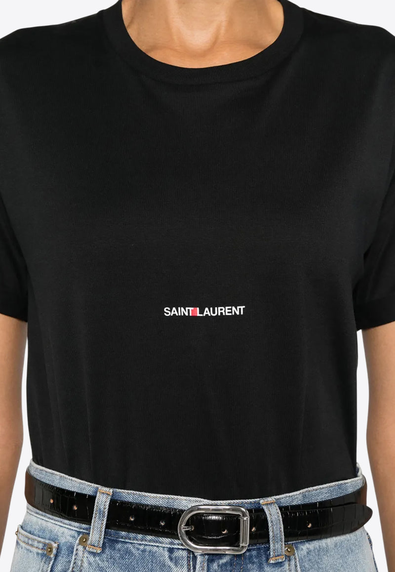 Saint Laurent Logo Print Crewneck T-shirt Black 460876YB2DQ_1000