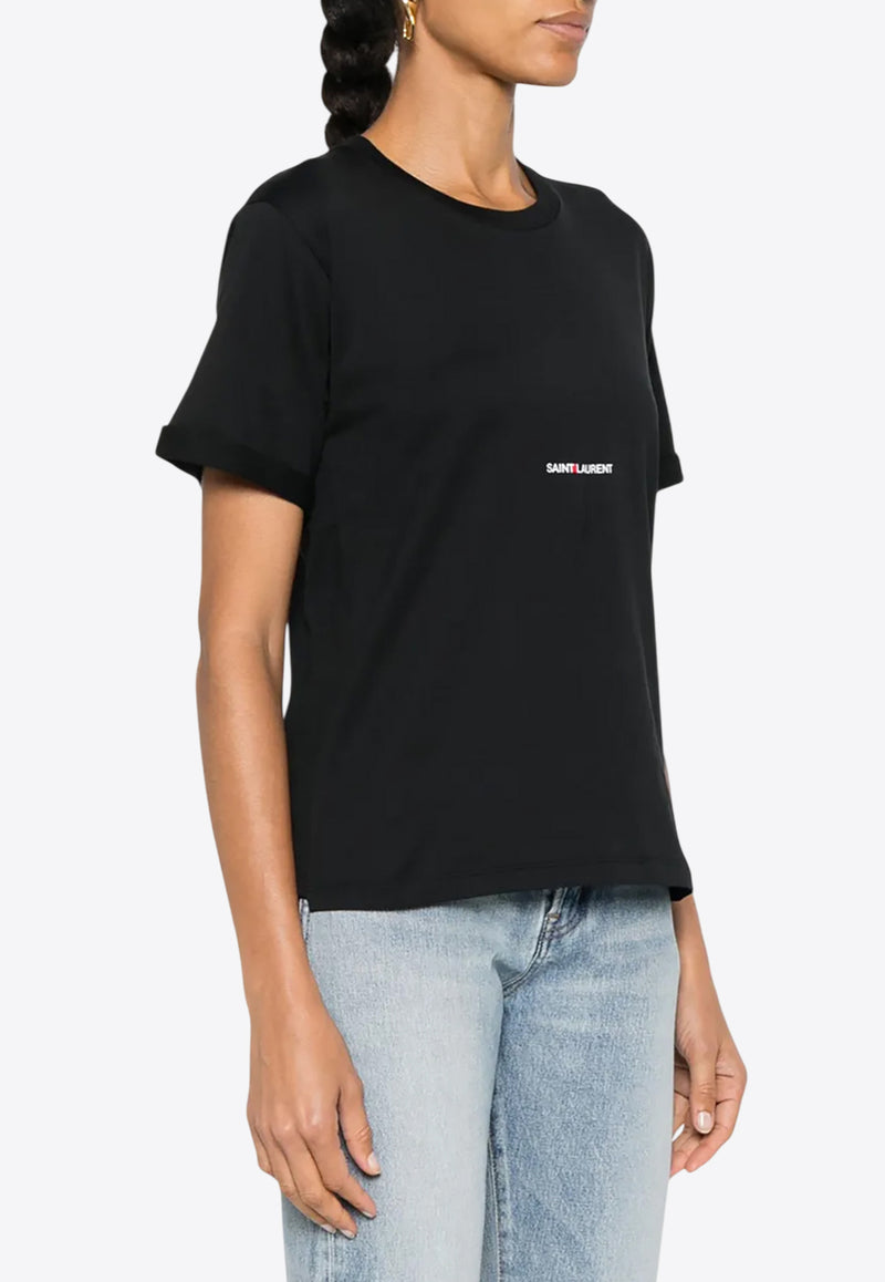 Saint Laurent Logo Print Crewneck T-shirt Black 460876YB2DQ_1000