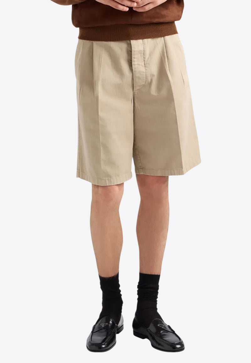 Prada Triangle Logo Chino Shorts Beige SPH343SOOO16FT_F0065