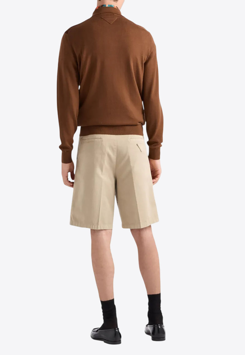 Prada Triangle Logo Chino Shorts Beige SPH343SOOO16FT_F0065