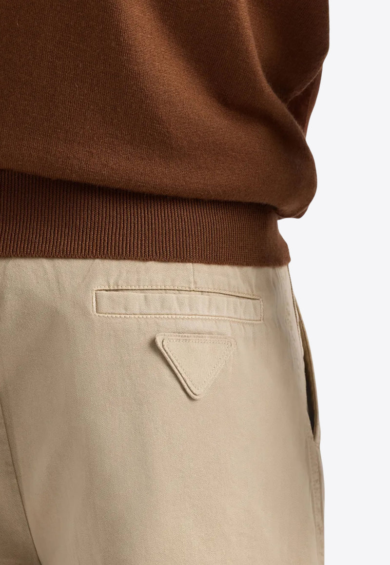 Prada Triangle Logo Chino Shorts Beige SPH343SOOO16FT_F0065