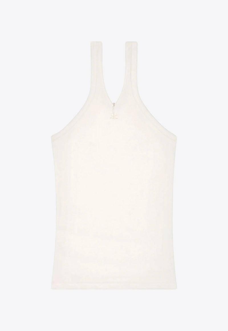 Courrèges V-neck Logo Tank Top White 324JDE079JS0121_0001