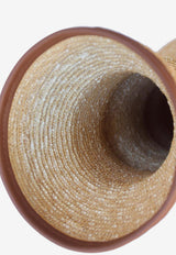 La Rose Raffia and Leather Trim Vase Beige P22CAT_97