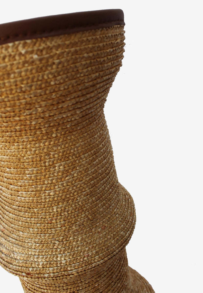 La Rose Raffia and Leather Trim Vase Beige P22CAT_97