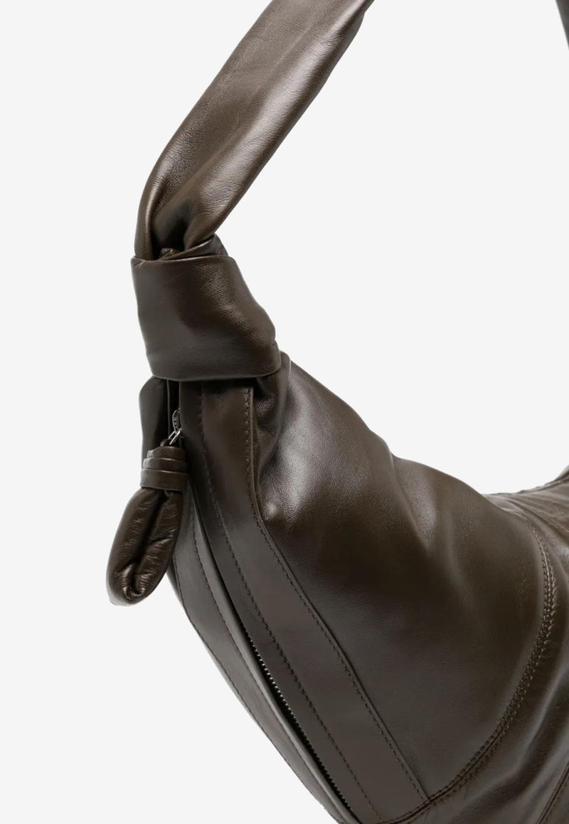 Lemaire Large Croissant Nappa Leather Shoulder Bag Chocolate BG0000LL095_BR490