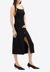 Courrèges Heritage Zip Midi Skirt  Black 324CJU181PL0052_9999
