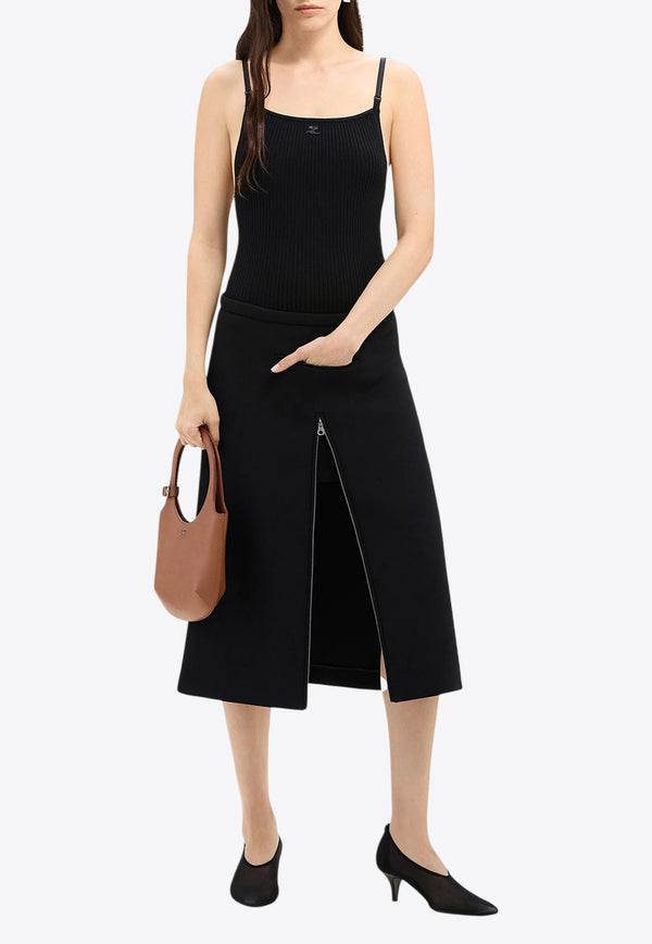 Courrèges Heritage Zip Midi Skirt  Black 324CJU181PL0052_9999
