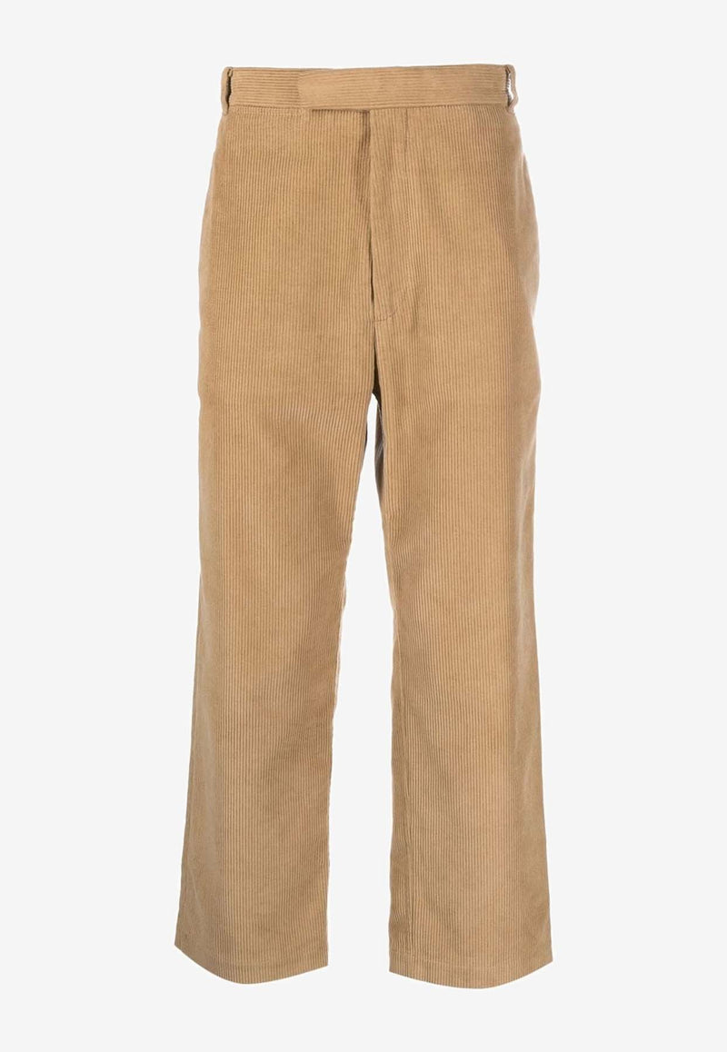 Thom Browne Corduroy Cropped Pants with Signature-Tab Camel MTU320UF0220_250