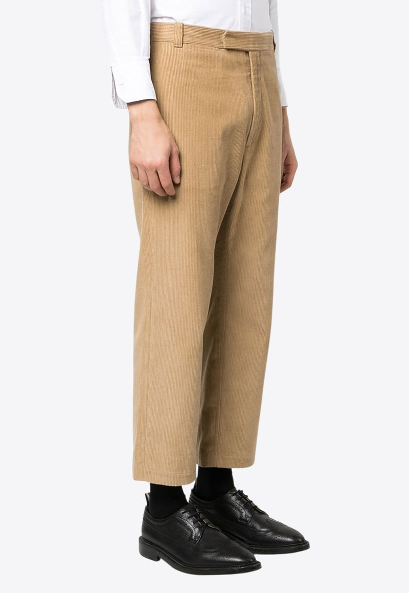Thom Browne Corduroy Cropped Pants with Signature-Tab Camel MTU320UF0220_250