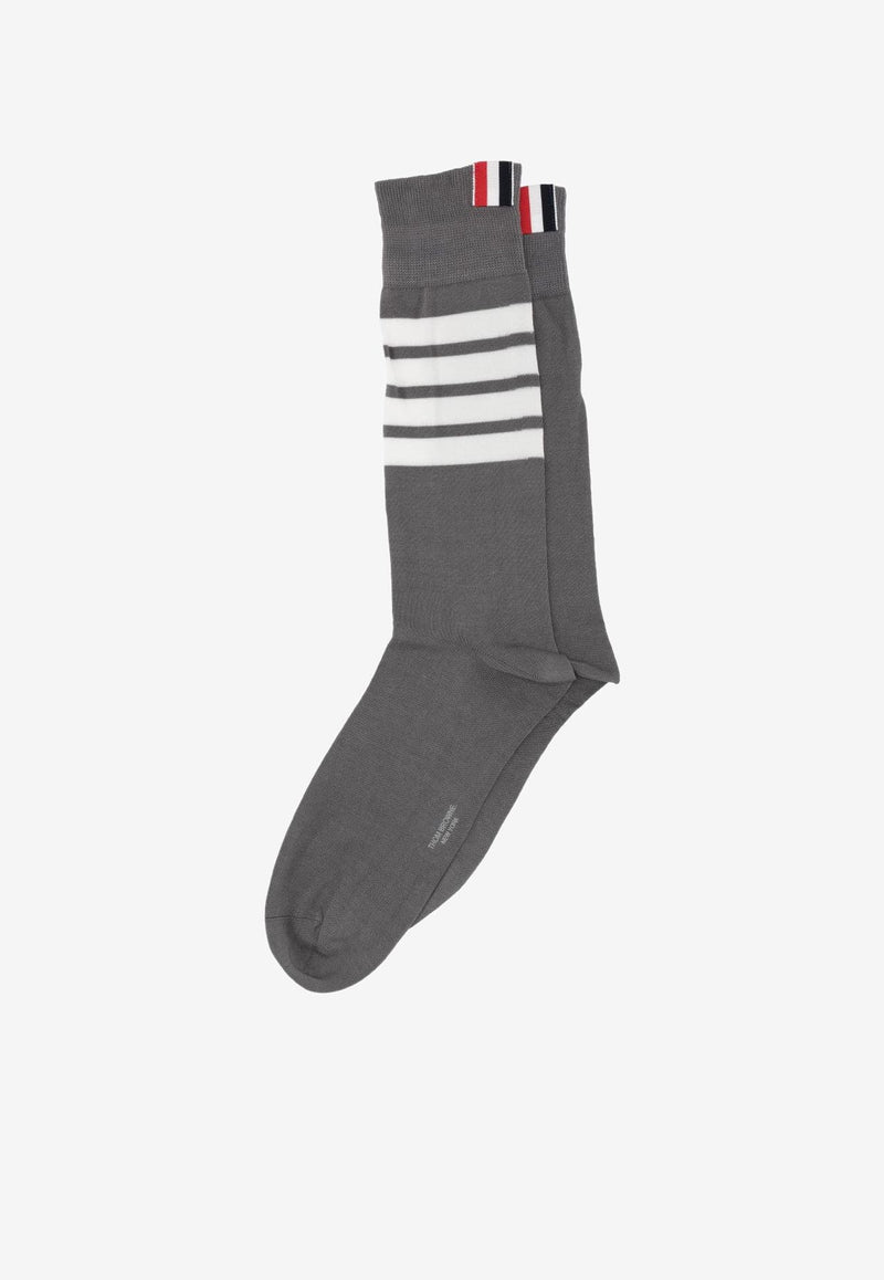 Thom Browne 4-bar Stripes Mid-Calf Socks Gray -MAS023B01690_035