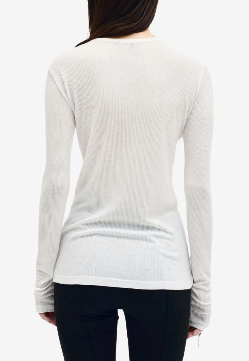 Ann Demeulemeester Fiene Long-Sleeved T-shirt White B0011488FA570_002