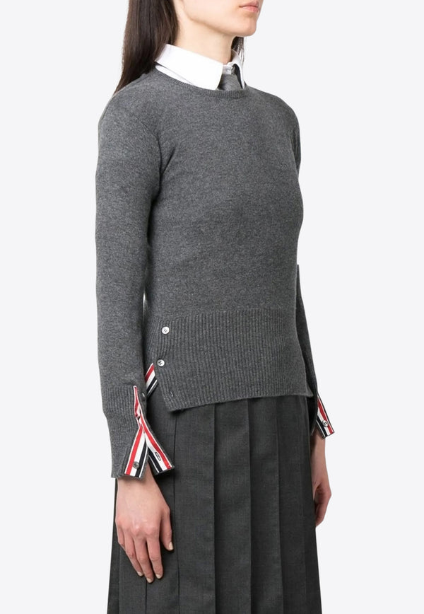 Thom Browne 4-bar Stripes Knitted Cashmere Sweater Gray FKA001A00011_035
