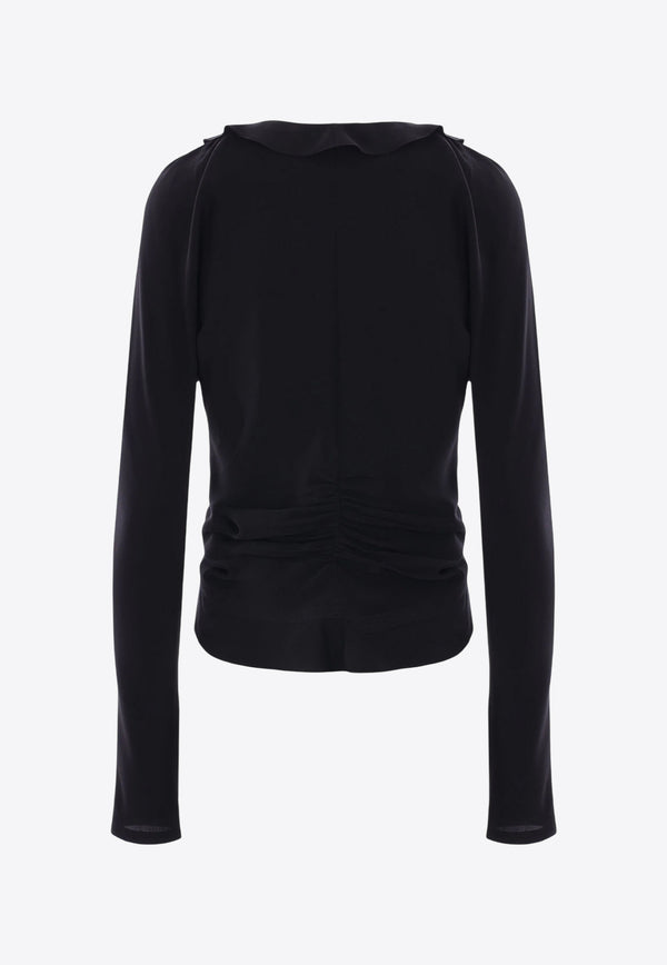 Saint Laurent V-neck Crepe De Chine Blouse Black 820520Y100W_1000