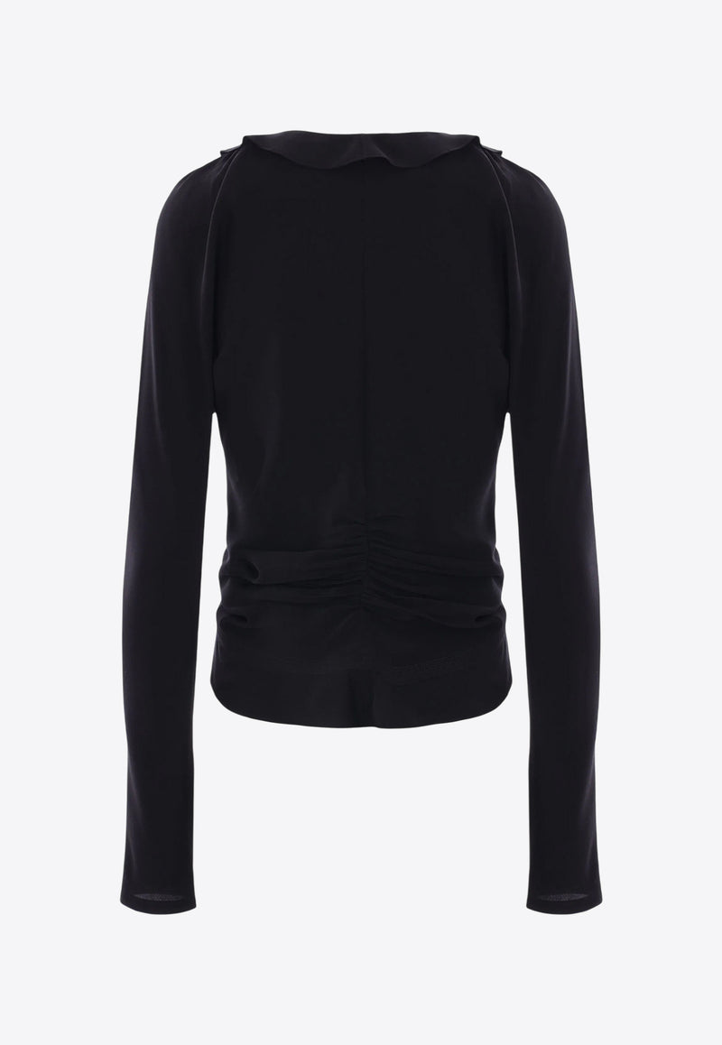 Saint Laurent V-neck Crepe De Chine Blouse Black 820520Y100W_1000
