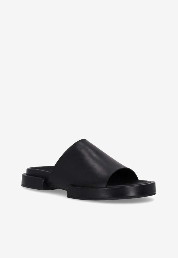 Ann Demeulemeester Emmanuel Wide strap Leather Slippers Black 2301WF62LT041_099