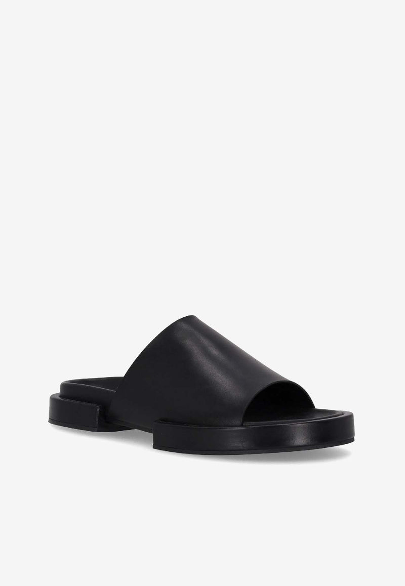 Ann Demeulemeester Emmanuel Wide strap Leather Slippers Black 2301WF62LT041_099