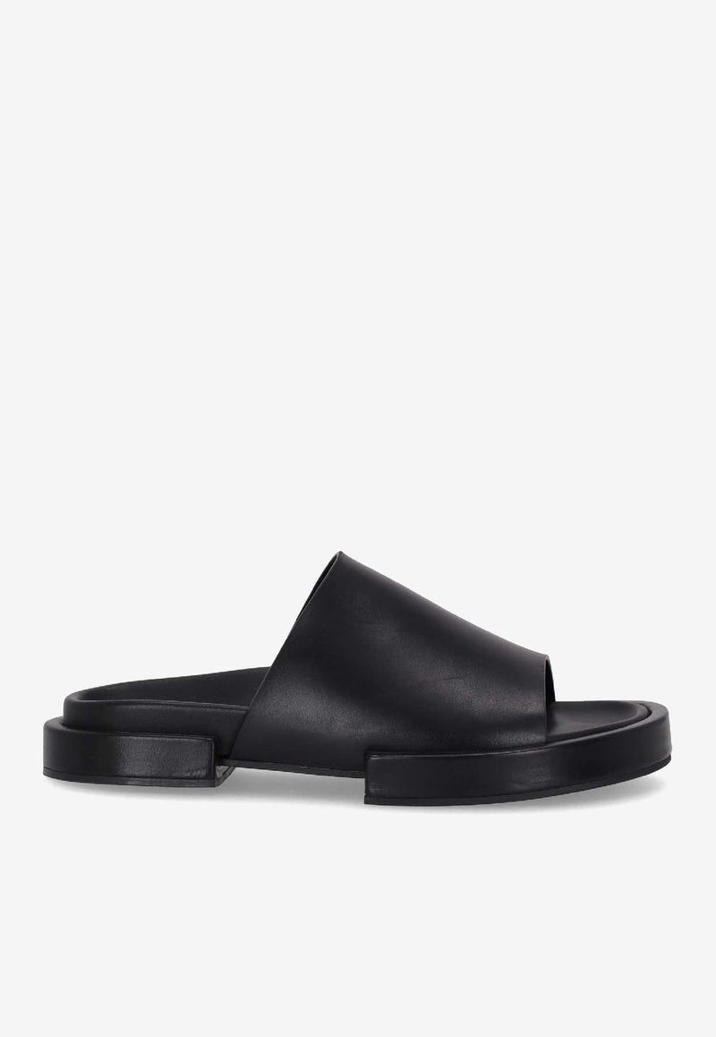 Ann Demeulemeester Emmanuel Wide strap Leather Slippers Black 2301WF62LT041_099