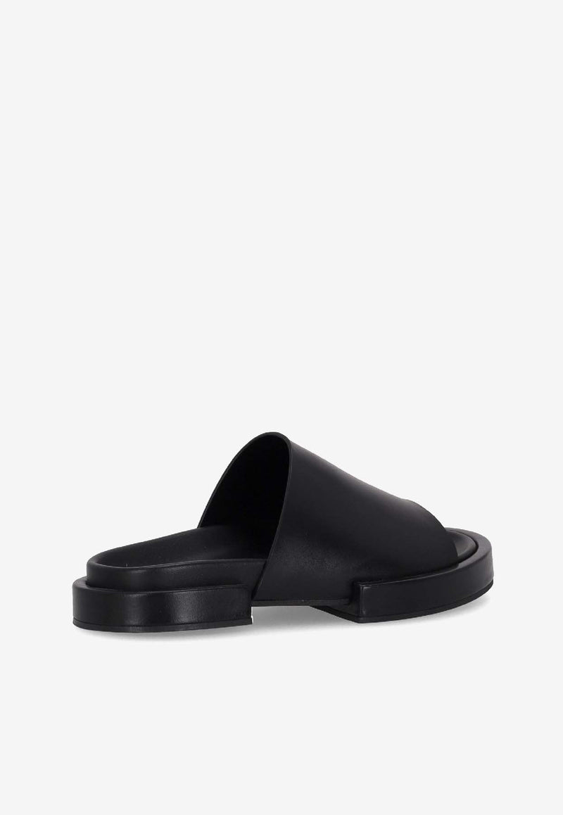Ann Demeulemeester Emmanuel Wide strap Leather Slippers Black 2301WF62LT041_099
