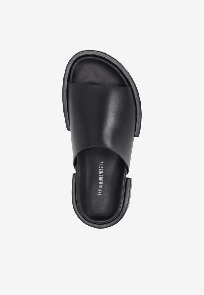 Ann Demeulemeester Emmanuel Wide strap Leather Slippers Black 2301WF62LT041_099