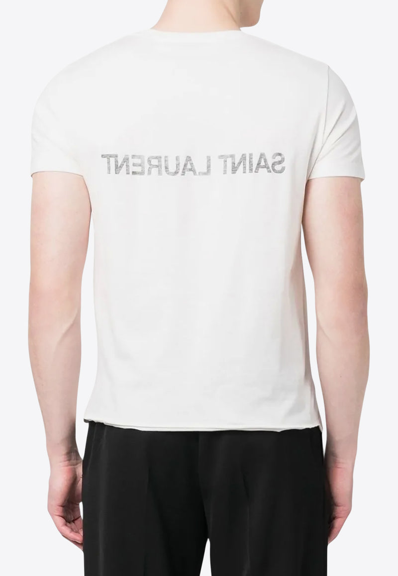 Saint Laurent Reverse Logo Print T-shirt White 663278Y37AW_9744
