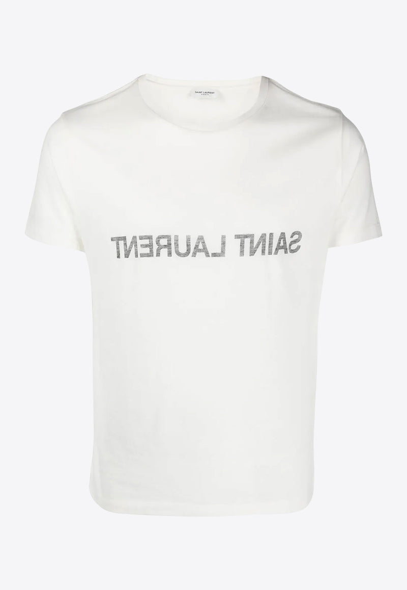 Saint Laurent Reverse Logo Print T-shirt White 663278Y37AW_9744