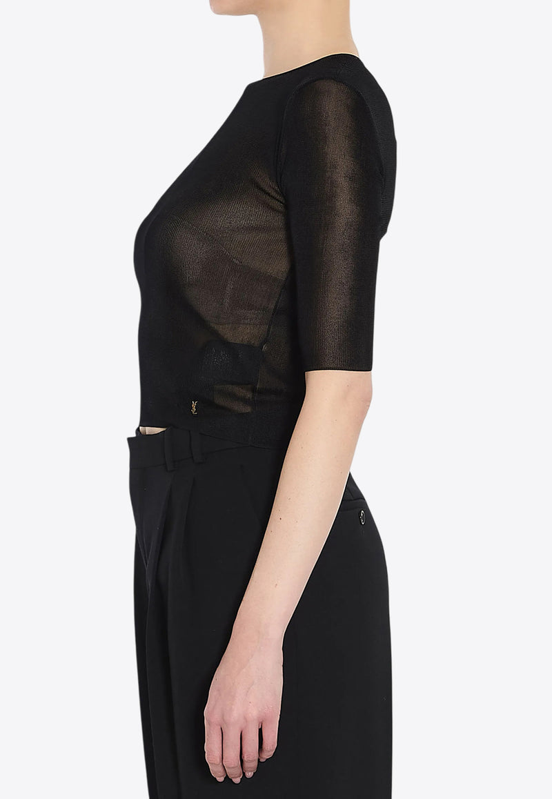 Saint Laurent Cassandre Cropped Top  Black 819910Y75WA_1000