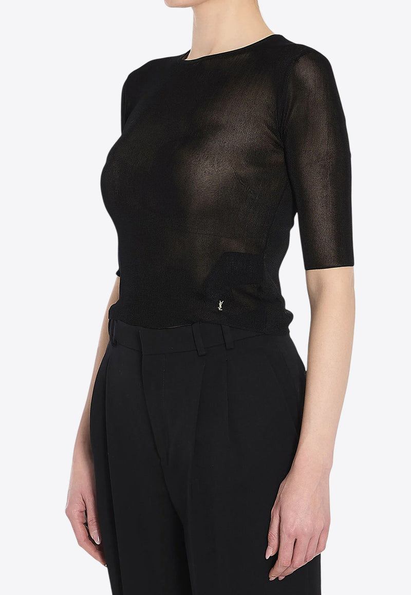 Saint Laurent Cassandre Cropped Top  Black 819910Y75WA_1000