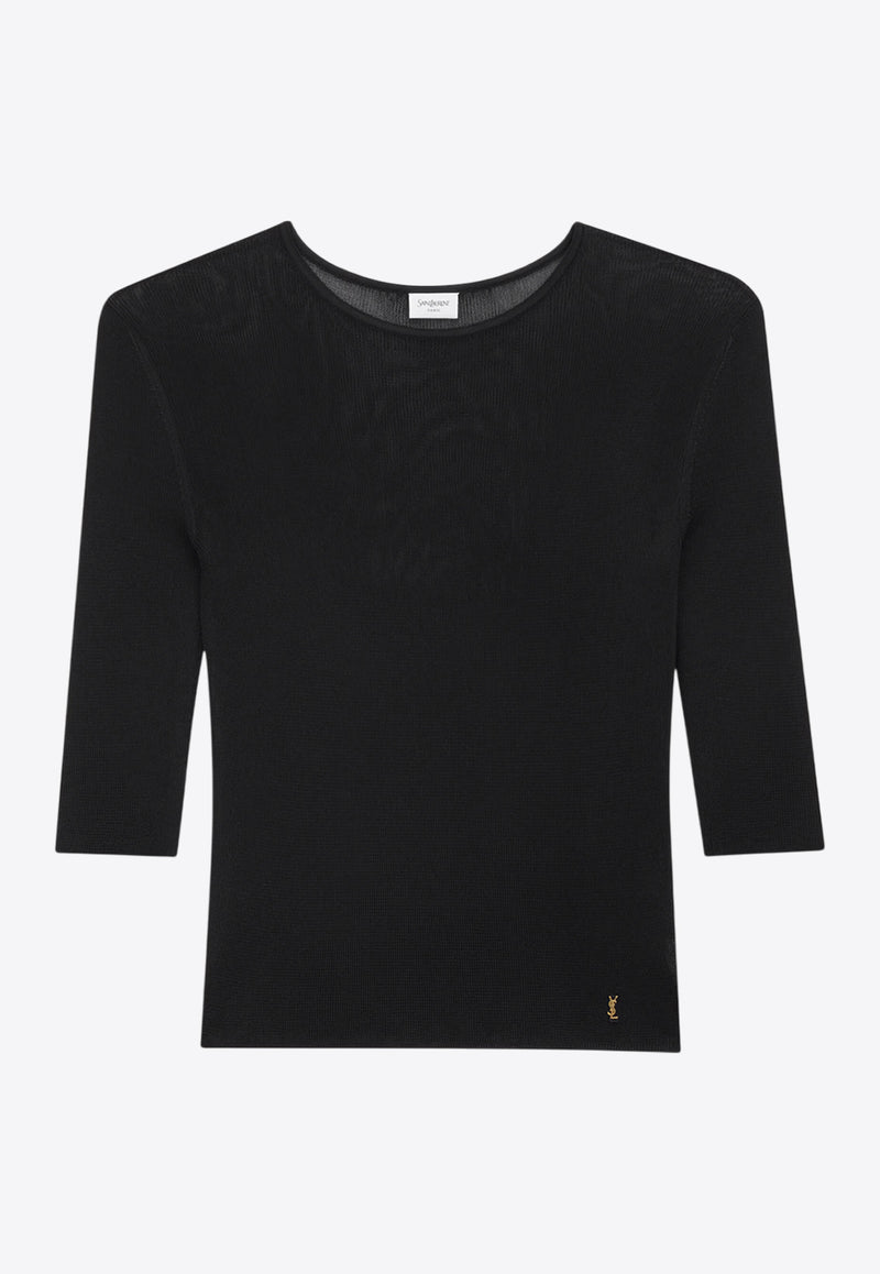Saint Laurent Cassandre Cropped Top  Black 819910Y75WA_1000