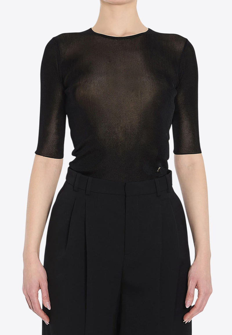 Saint Laurent Cassandre Cropped Top  Black 819910Y75WA_1000