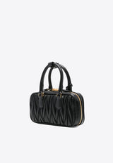 Miu Miu Arcadie Matelassé Leather Top Handle Bag Black 5BB148VOONAN88_F0002