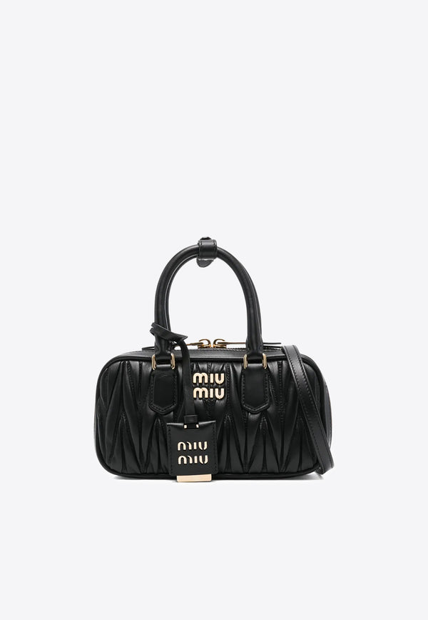 Miu Miu Arcadie Matelassé Leather Top Handle Bag Black 5BB148VOONAN88_F0002