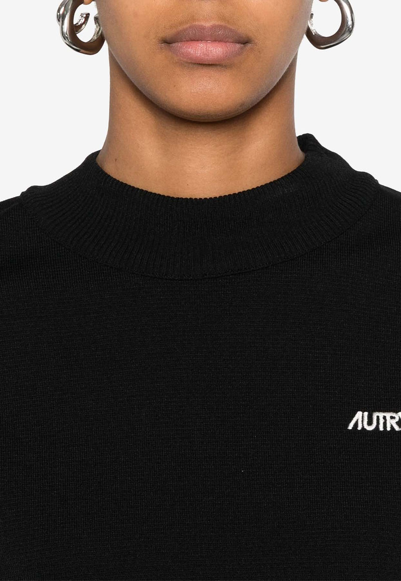 Autry Embroidered Logo Cropped Vest Black VEPWC1_KK