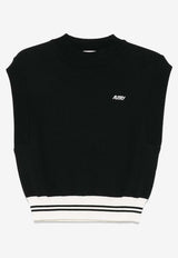Autry Embroidered Logo Cropped Vest Black VEPWC1_KK