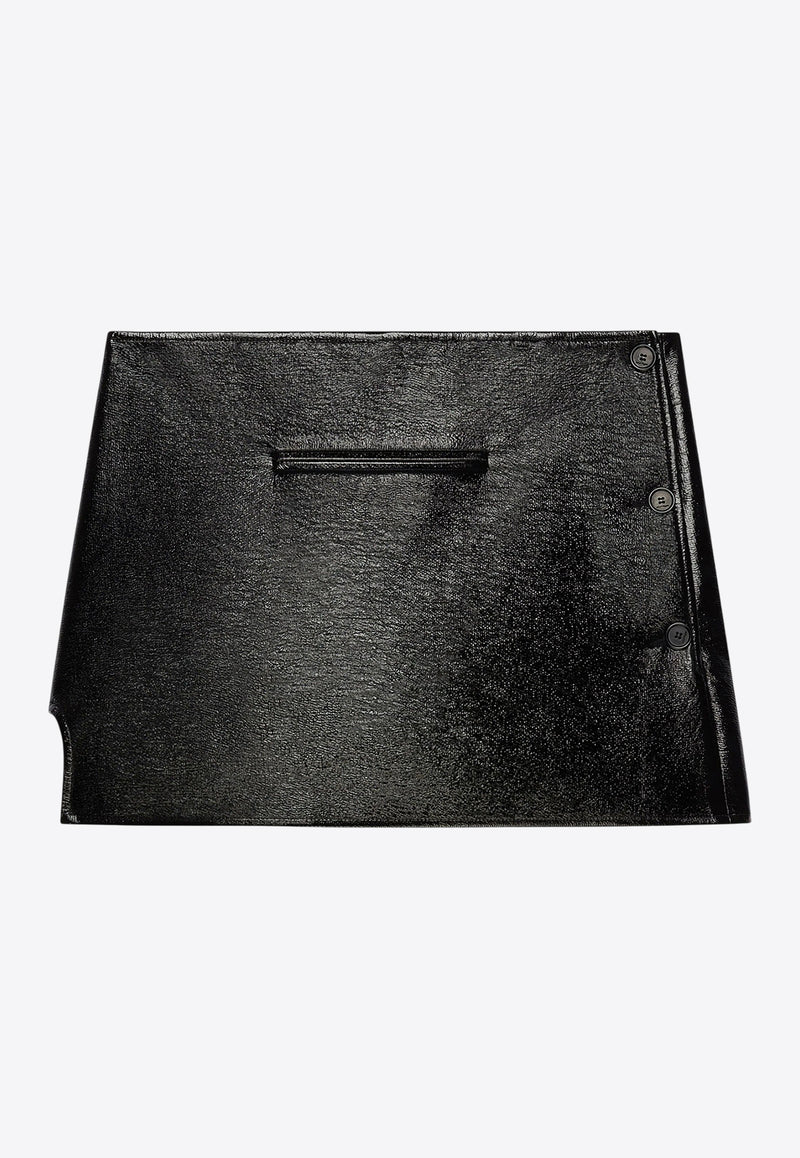 Courrèges Oblique Vinyl Mini Skirt  Black 424CJU204VY0014_9999