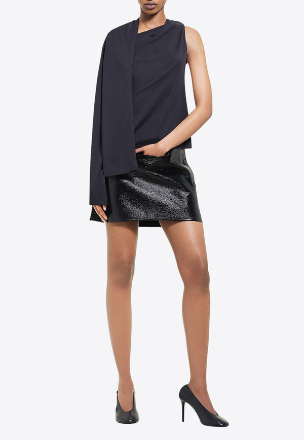 Courrèges Oblique Vinyl Mini Skirt  Black 424CJU204VY0014_9999