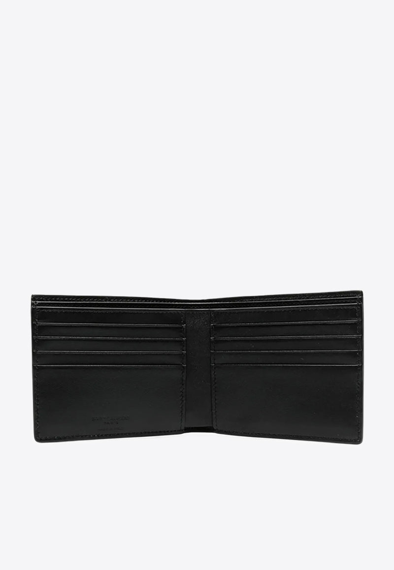 Saint Laurent Stamped Logo East/West Wallet in Grained Leather Black 396307H3Z2W_1000