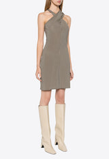 Courrèges Criss-Cross Houndstooth Jersey Mini Dress Gray 324JRO459PR0078_1040