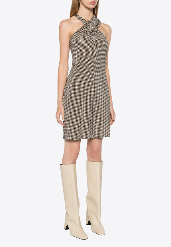 Courrèges Criss-Cross Houndstooth Jersey Mini Dress Gray 324JRO459PR0078_1040