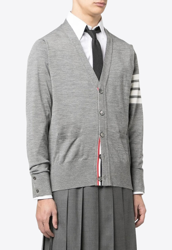 Thom Browne 4-bar Stripes V-neck Cardigan Gray MKC002AY1014_058