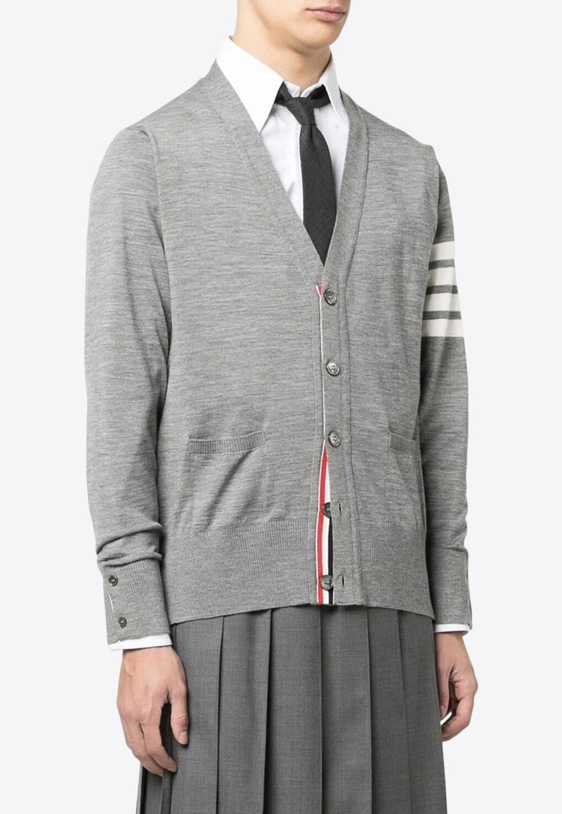 Thom Browne 4-bar Stripes V-neck Cardigan Gray MKC002AY1014_058