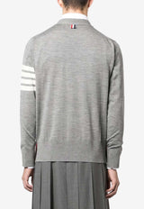 Thom Browne 4-bar Stripes V-neck Cardigan Gray MKC002AY1014_058