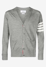 Thom Browne 4-bar Stripes V-neck Cardigan Gray MKC002AY1014_058