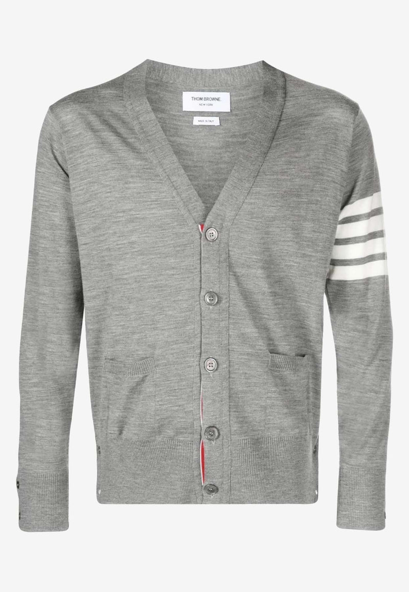 Thom Browne 4-bar Stripes V-neck Cardigan Gray MKC002AY1014_058