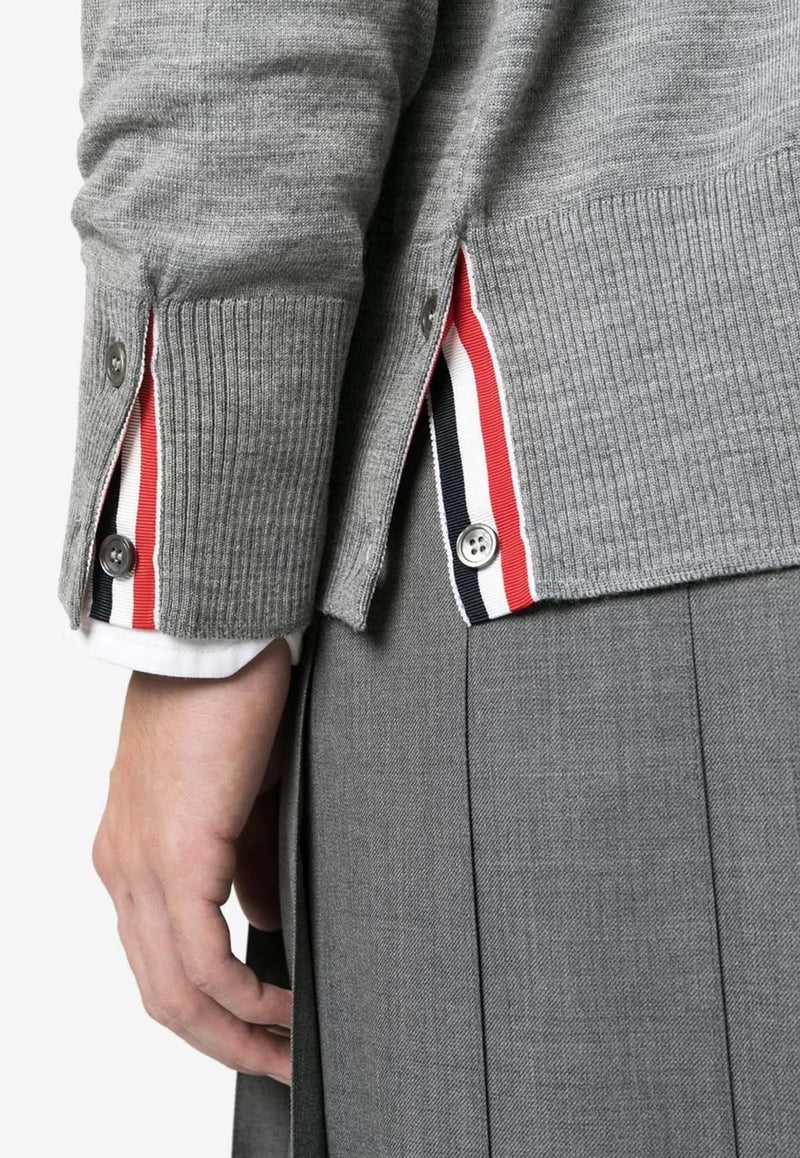 Thom Browne 4-bar Stripes V-neck Cardigan Gray MKC002AY1014_058