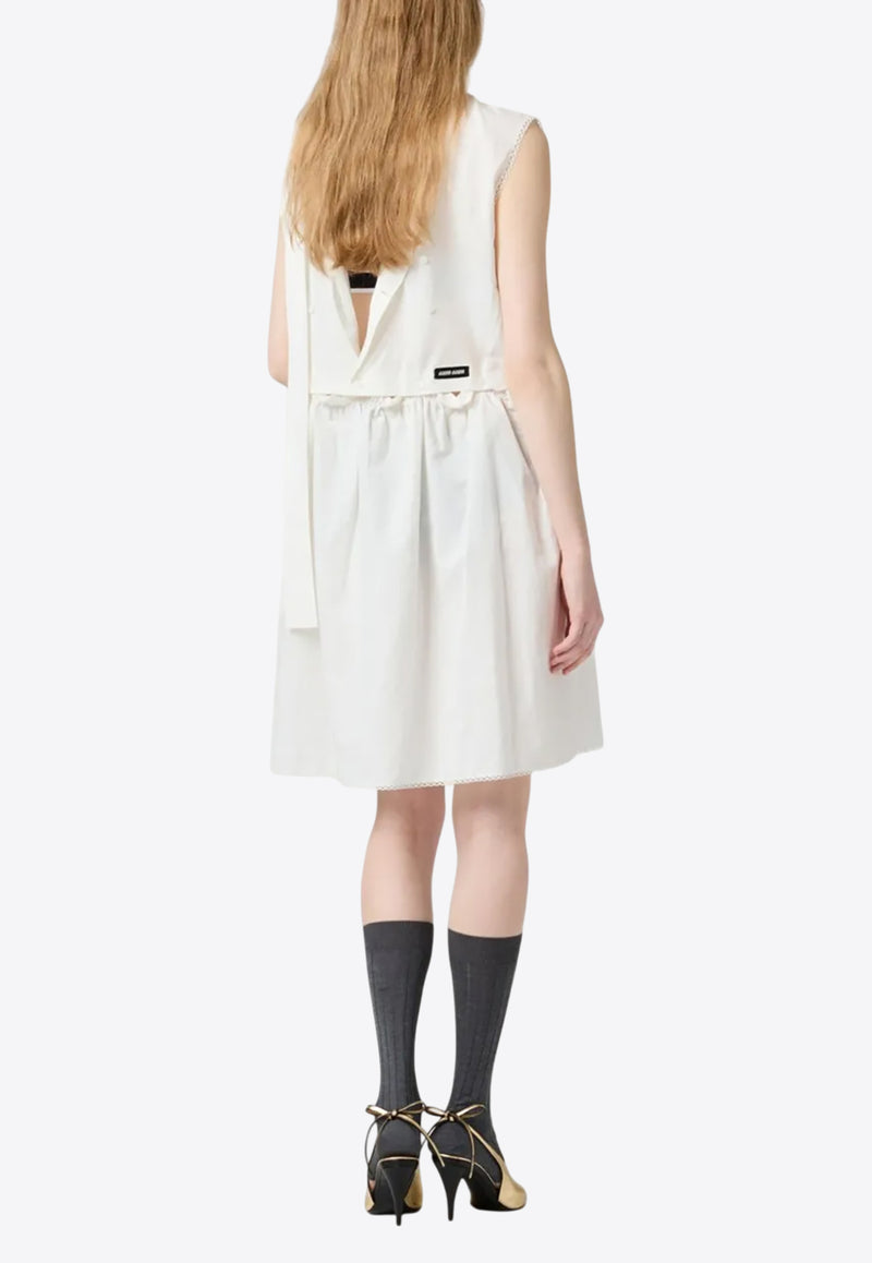 Miu Miu Slubbed Poplin Logo Mini Dress White MF5780SOOO163M_F0009