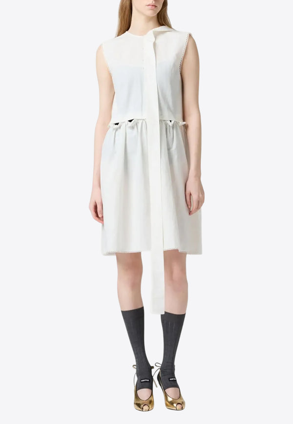 Miu Miu Slubbed Poplin Logo Mini Dress White MF5780SOOO163M_F0009